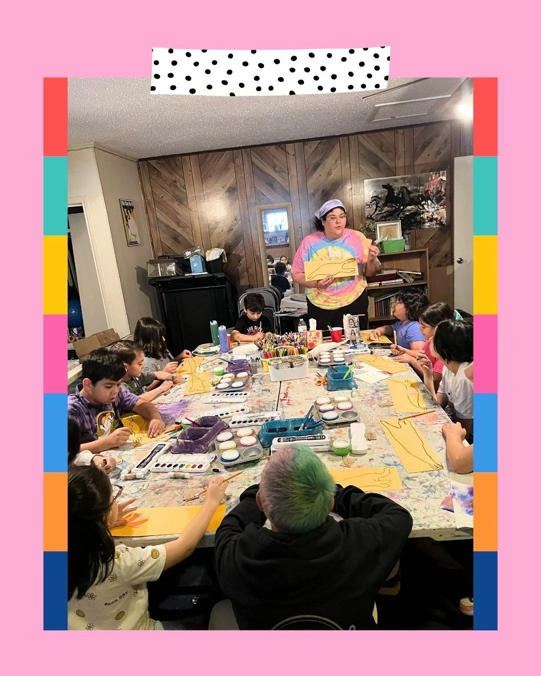 🦒🌍 Day 2 of our Around the World Art Camp took us to Africa!
Today's artists explored several fun art techniques as they created their cheetah masterpieces. We painted colorful watercolor backgrounds, used bubble wrap printmaking to create the chee