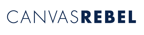 Canvas Rebel logo with the words 'CANVAS' in light blue and 'REBEL' in dark blue