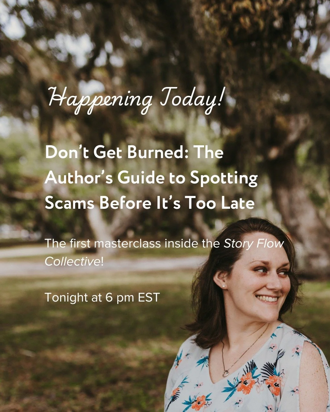 Tonight&rsquo;s the night! ✨
The first-ever Story Flow Collective Masterclass is happening at 6 PM EST, and I couldn&rsquo;t be more excited to kick things off.

We&rsquo;re diving into a topic that every author needs to hear about:
🔥 Don&rsquo;t Ge