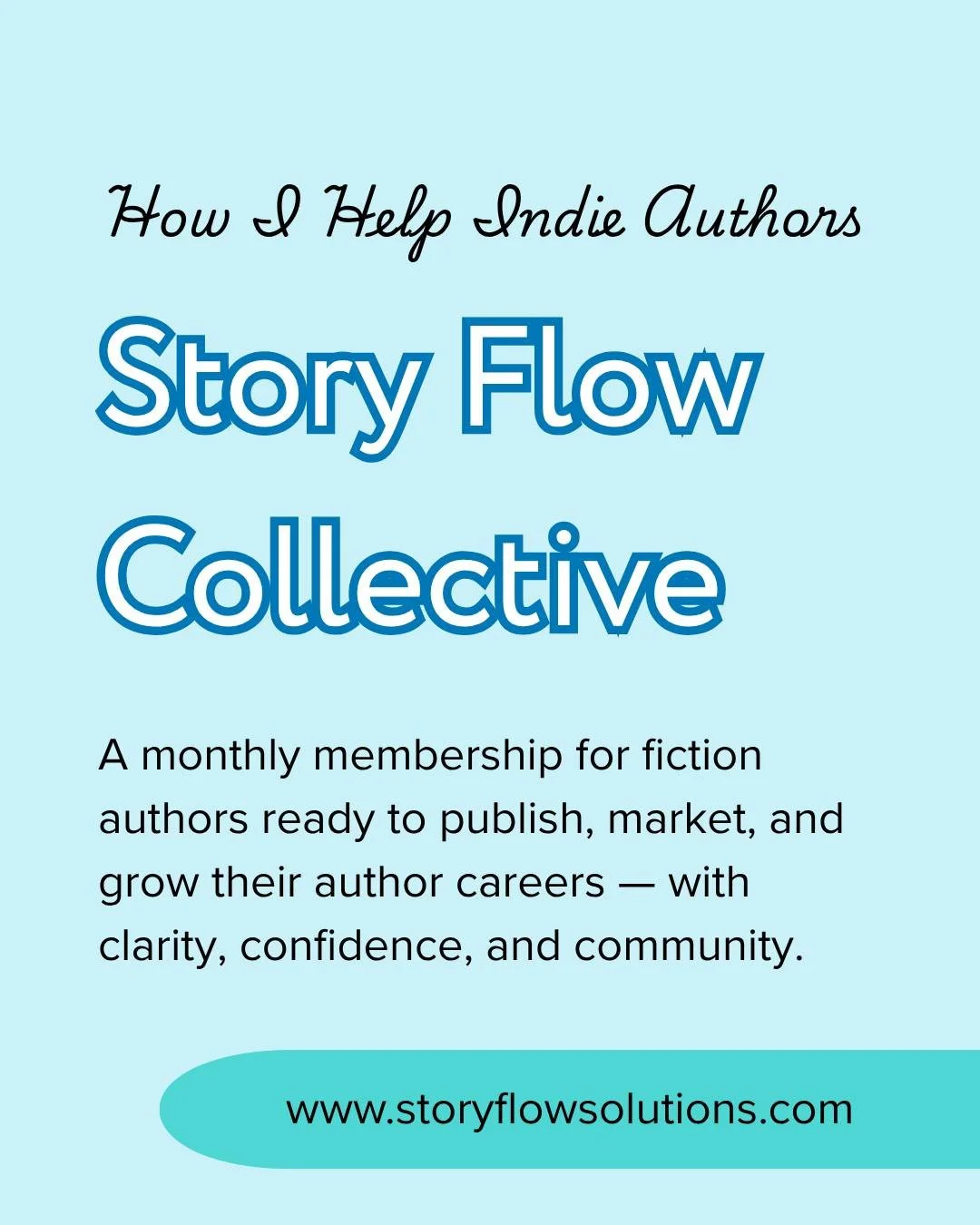 If you&rsquo;ve written (or are writing) your first book and feel unsure what comes next, the Story Flow Collective was made for you.

Inside, I teach indie authors how to publish, market, and scale their careers sustainably. You&rsquo;ll get access 