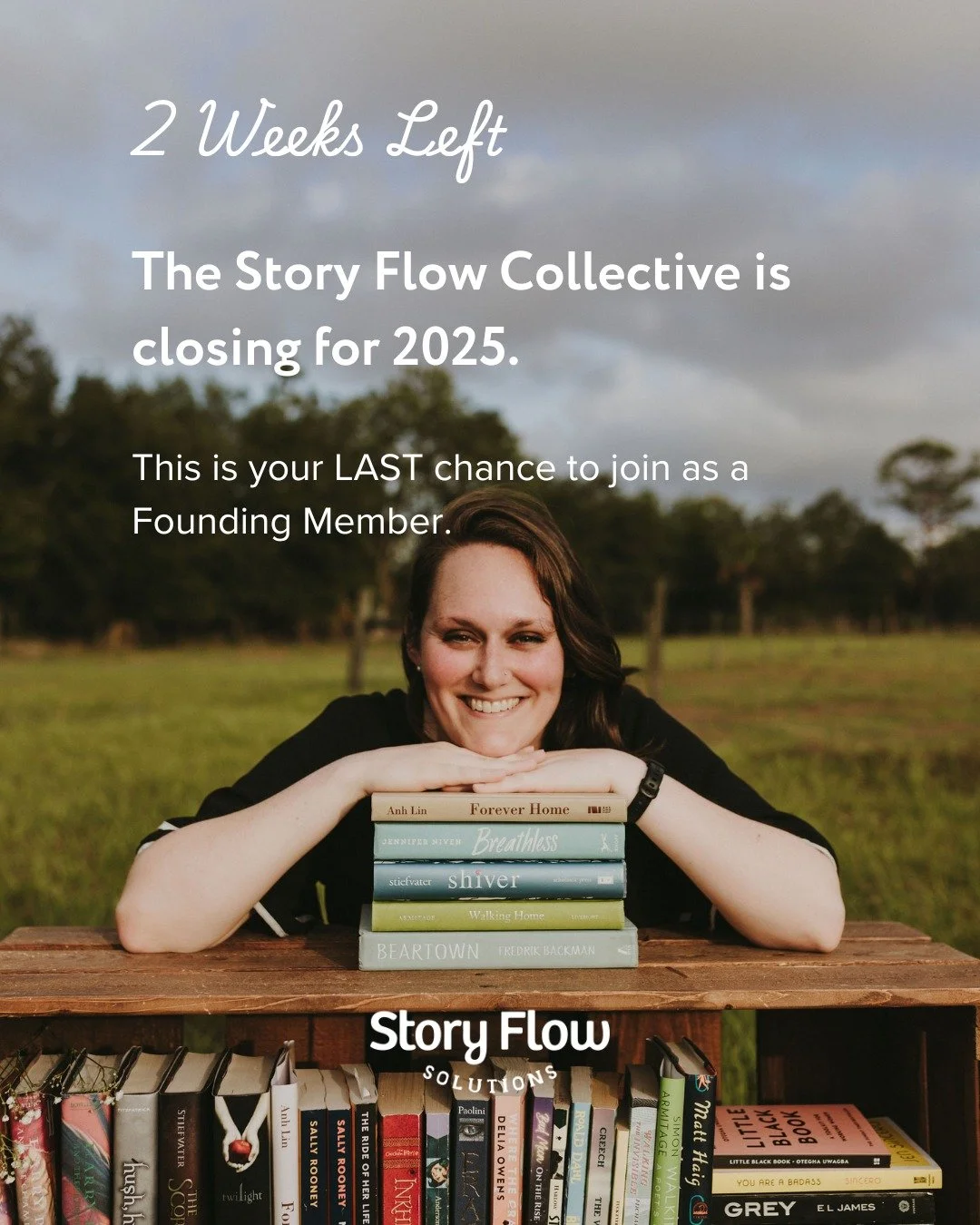 🚨 The Story Flow Collective doors close in TWO weeks!
This is your last chance to join before enrollment closes for 2025 &mdash; and before Founding Member pricing disappears forever.

If you&rsquo;ve been on the fence, this is the moment to jump in