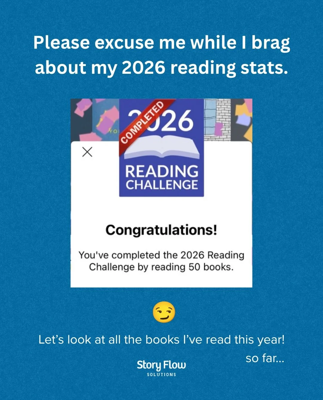 I honestly didn&rsquo;t expect to hit my Goodreads goal of 50 books this early in the year, but here we are. 🎉

One thing I know about myself as a reader is that I am absolutely a mood reader. I&rsquo;ll bounce between romance, literary fiction, mem