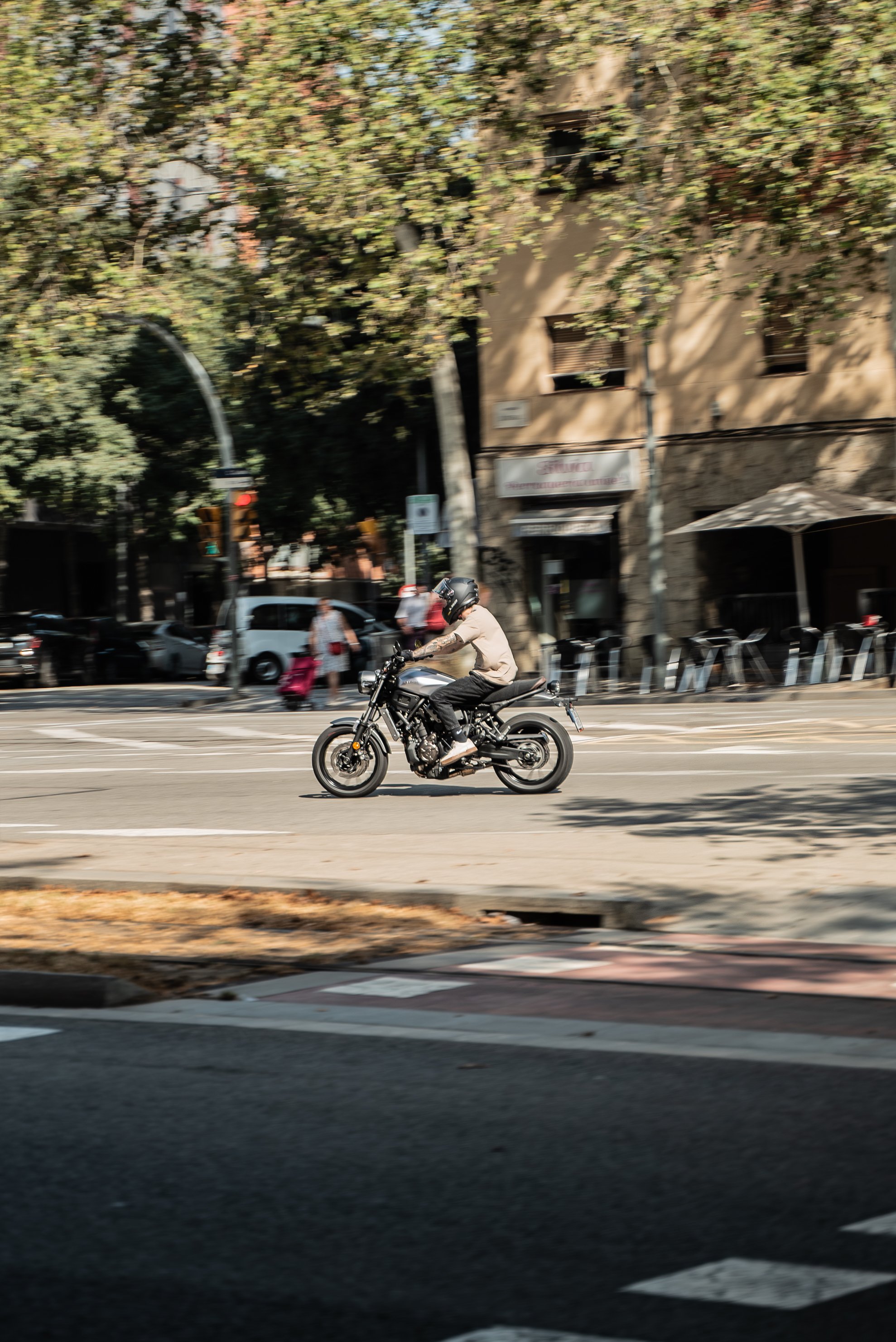 Guy on Motorcycle in Barcelona, Spain
