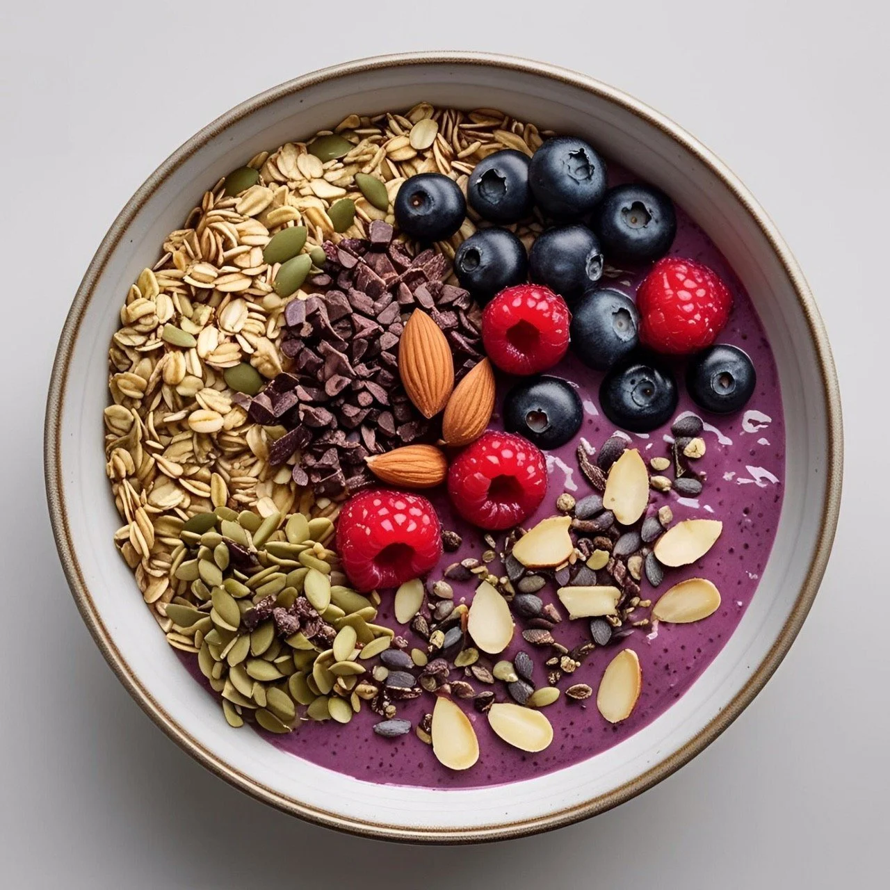 Gesunder Start in den Tag: Frühstücksbowl mit gefrorenem Obst und Toppings