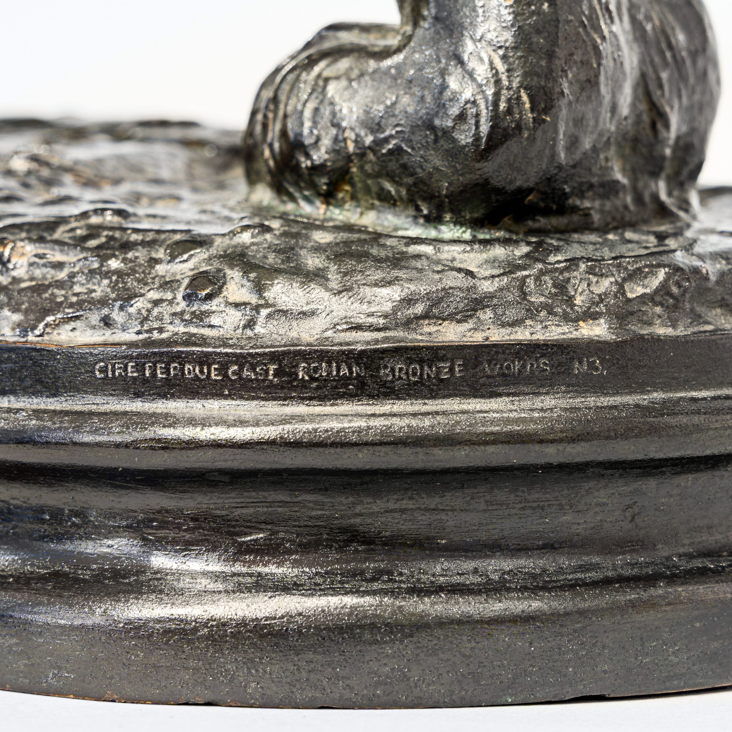 Roman Bronze Works cire perdue foundry stamp with cast number N3 on the Proctor panther — Daniels Antiques