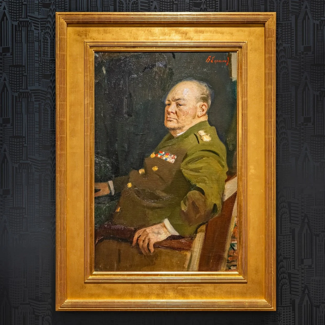 Winston Churchill portrait painted in 1944 by Vasily Yefanov in Moscow during World War II