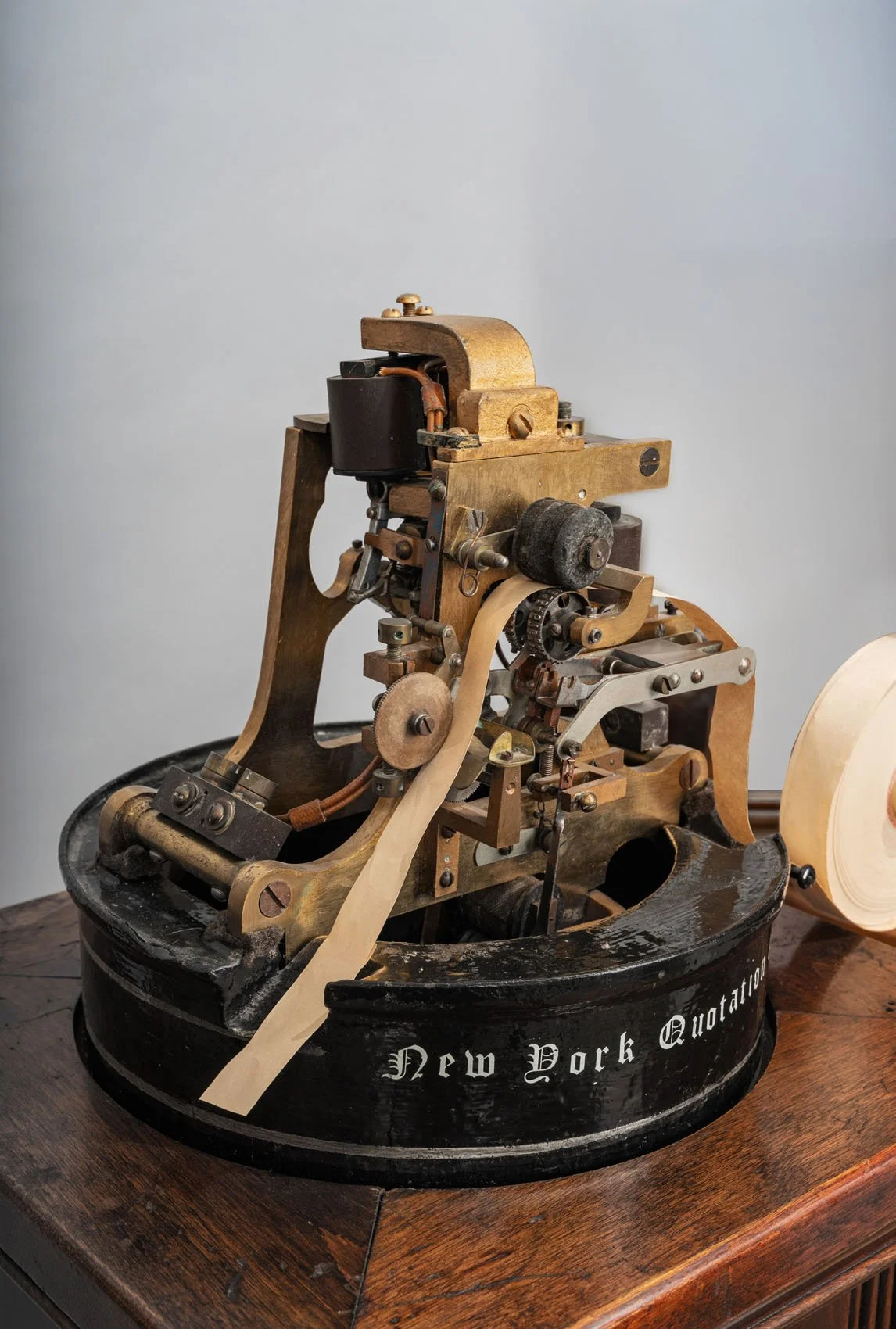 Brass and steel mechanism detail, New York Quotation Company ticker 1890