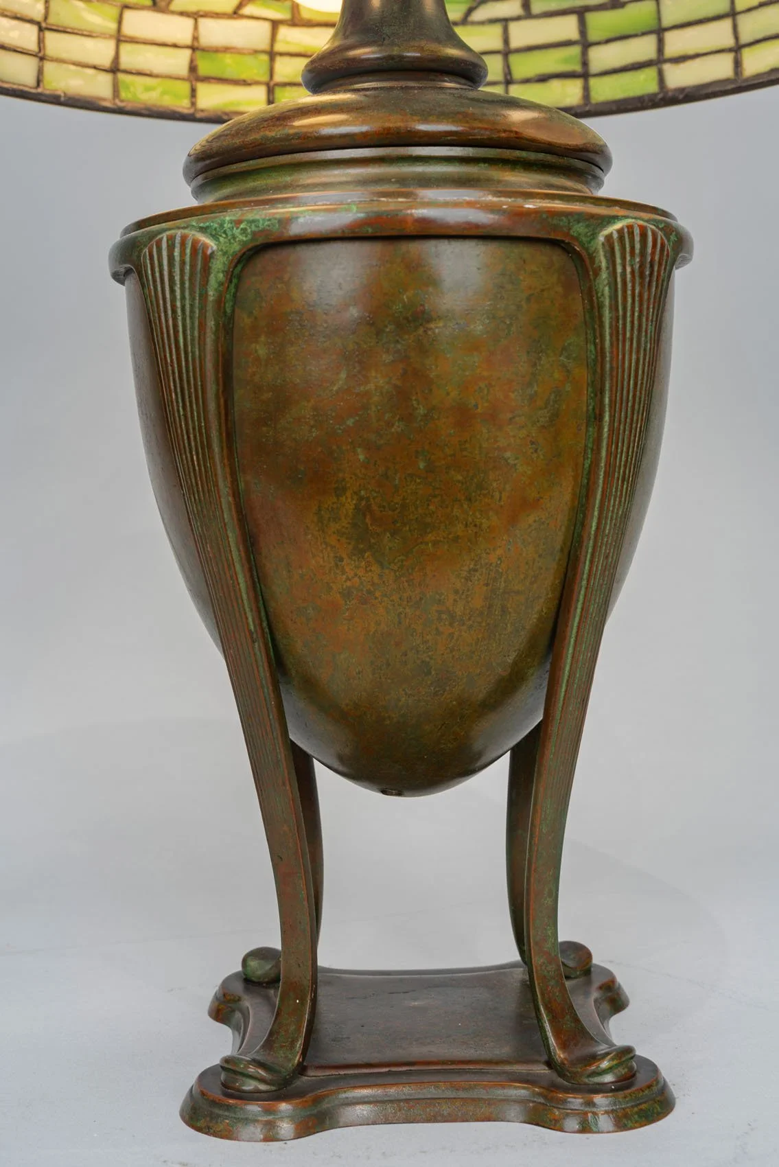 Tiffany Studios Vine Border lamp, early transitional Greek urn base detail, circa 1902 — Daniels Antiques