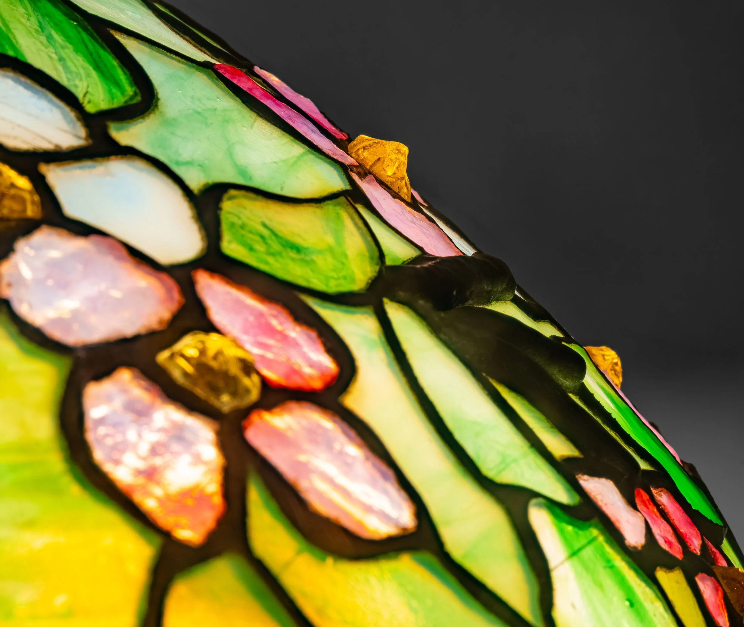Tiffany Studios Apple Blossom lamp yellow chunk jewel glass centers, special order, circa 1910 — Daniels Antiques