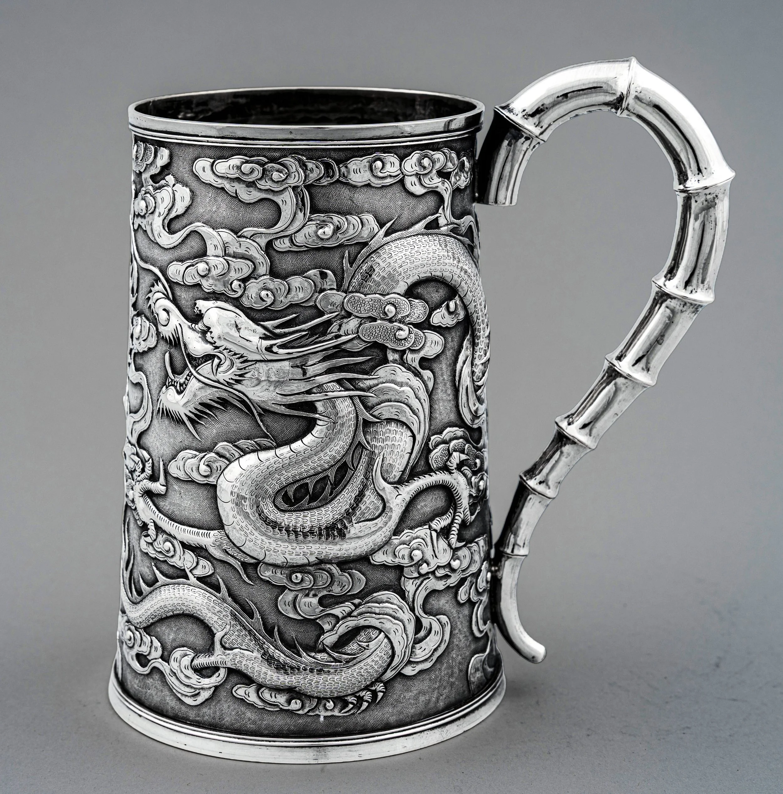 Chinese Export Silver Tankard, Wang Hing, Hong Kong, Dated 1912