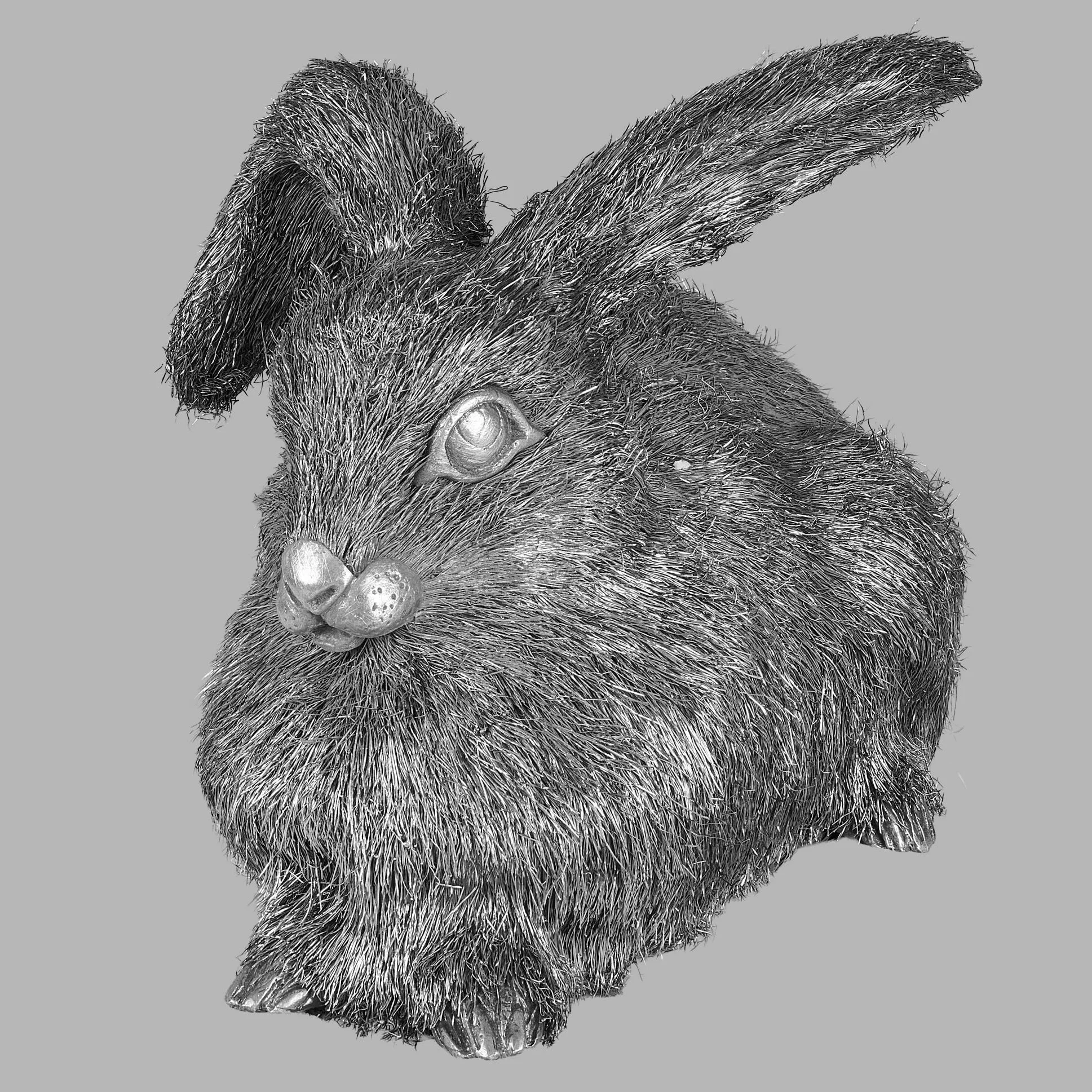 Mario Buccellati sterling silver rabbit with hand-engraved fur, 1950s — Daniels Antiques
