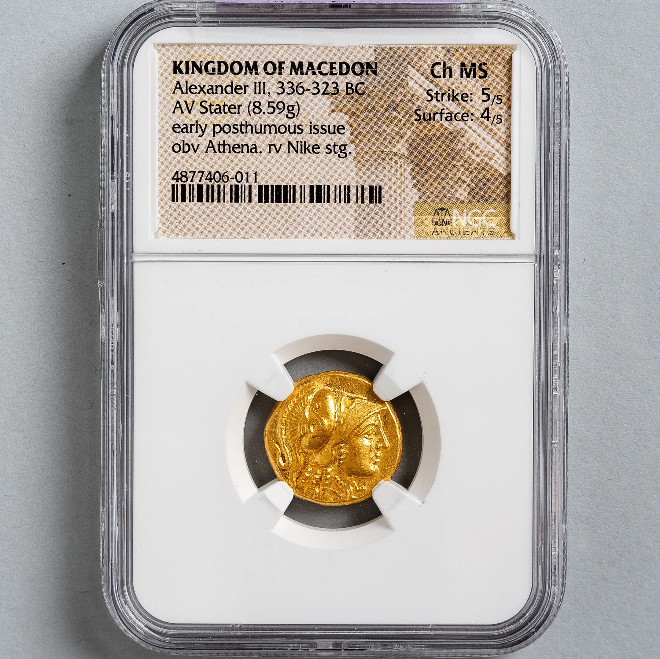 Alexander the Great gold stater in NGC Choice Mint State holder — Daniels Antiques