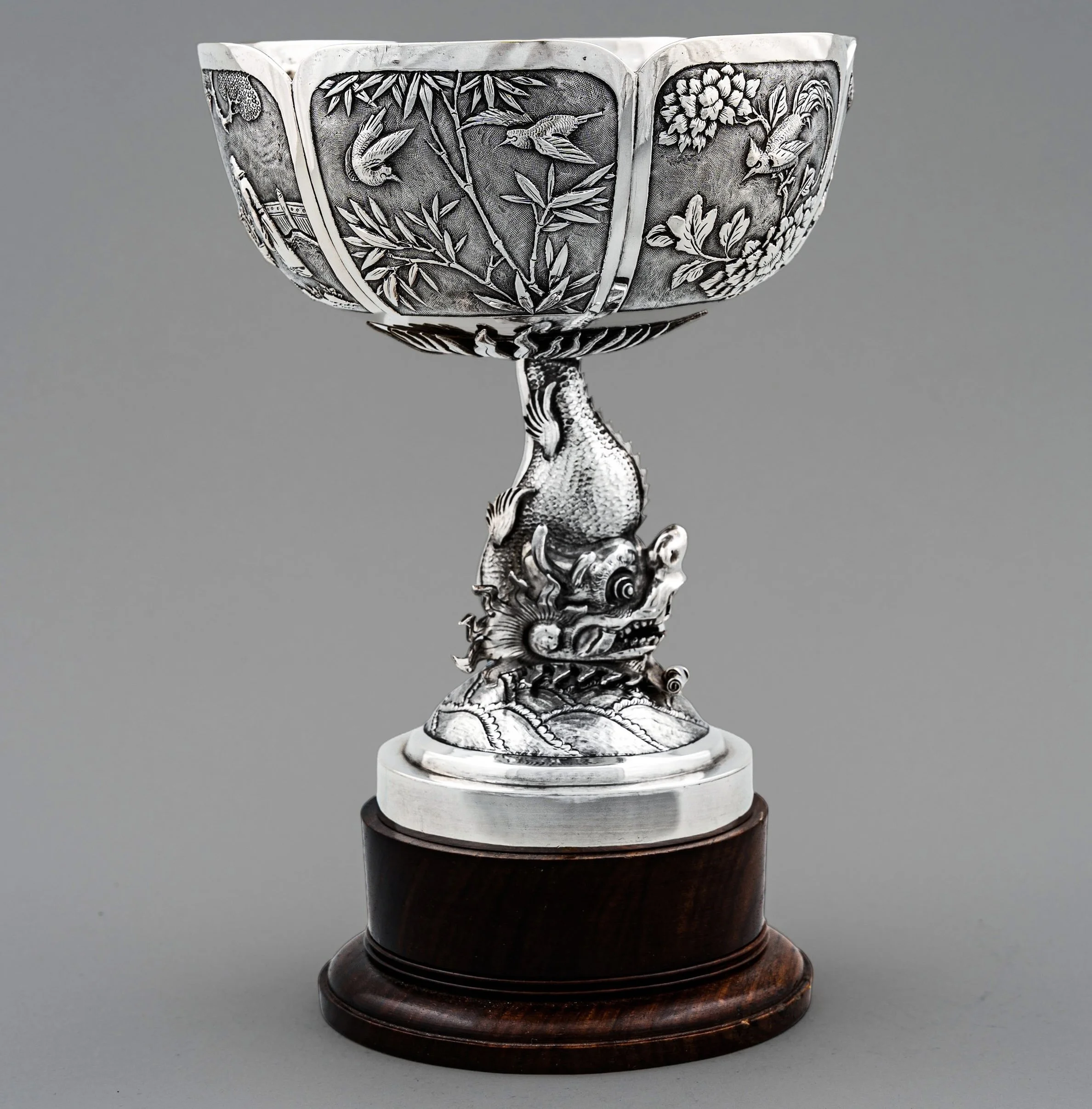 Chinese Export Silver Comport, Wang Hing & Xie Chang, Hong Kong, circa 1895