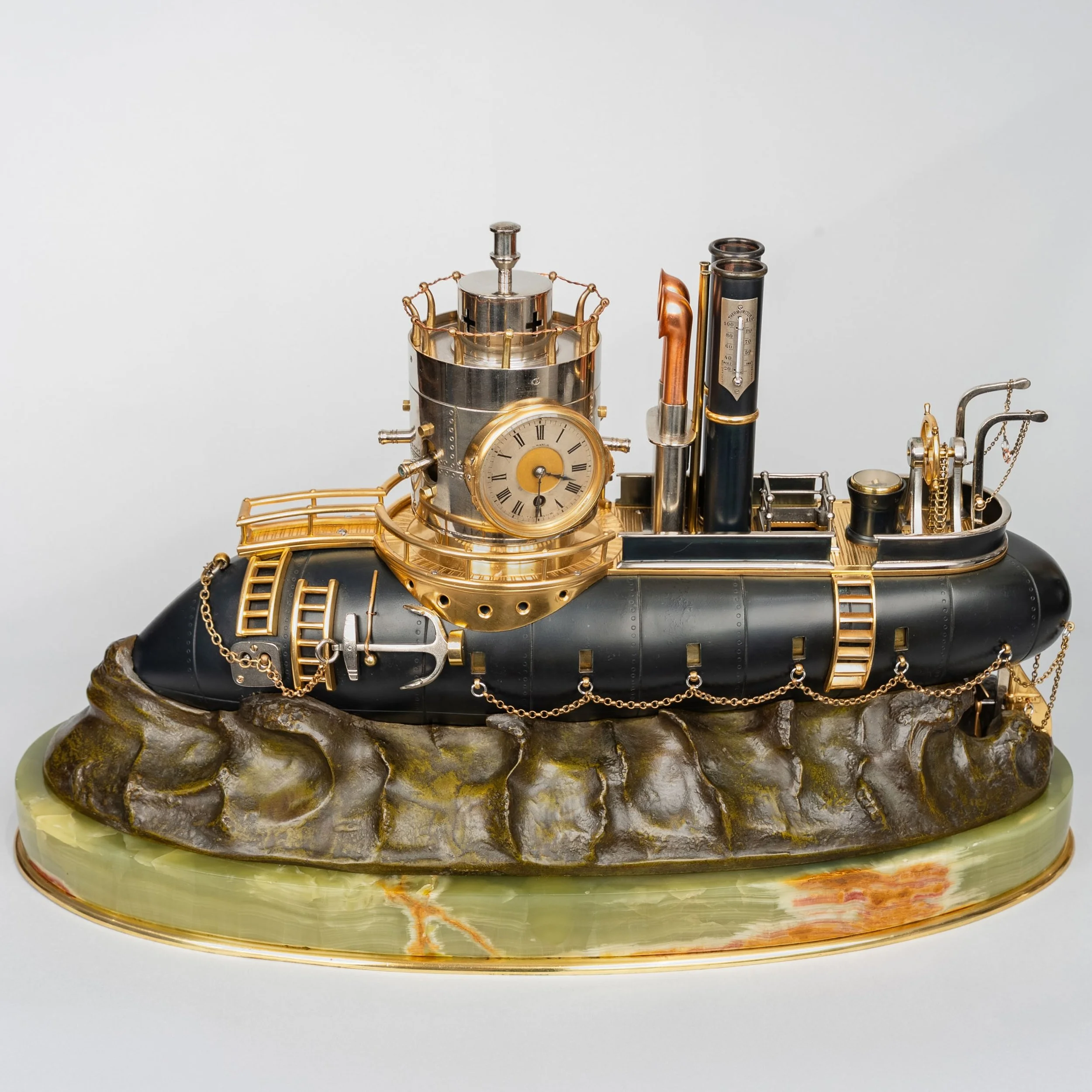 A French Industrial Clock in the Form of the Nautilus, by Guilmet of Paris, circa 1890