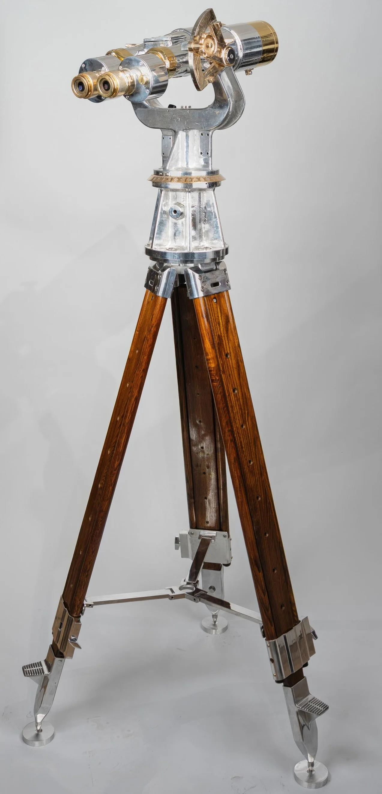 Deck mounted Toko 15x80 Japanese Imperial Navy big eye binoculars on hardwood tripod — Daniels Antiques