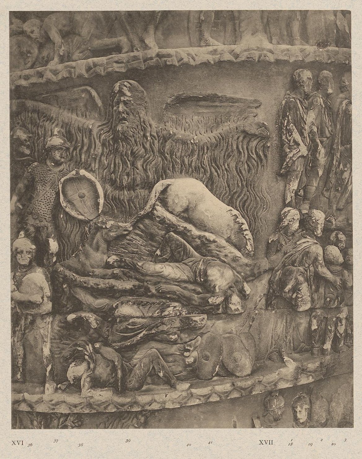 Rain god of the rain miracle, Column of Marcus Aurelius, Petersen plate 23, 1896 — Daniels Antiques