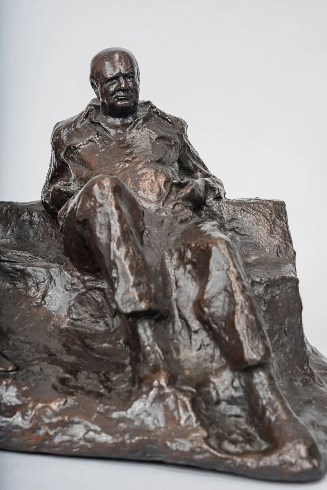 Detail of Winston Churchill in Oscar Nemon bronze sculpture Married Life