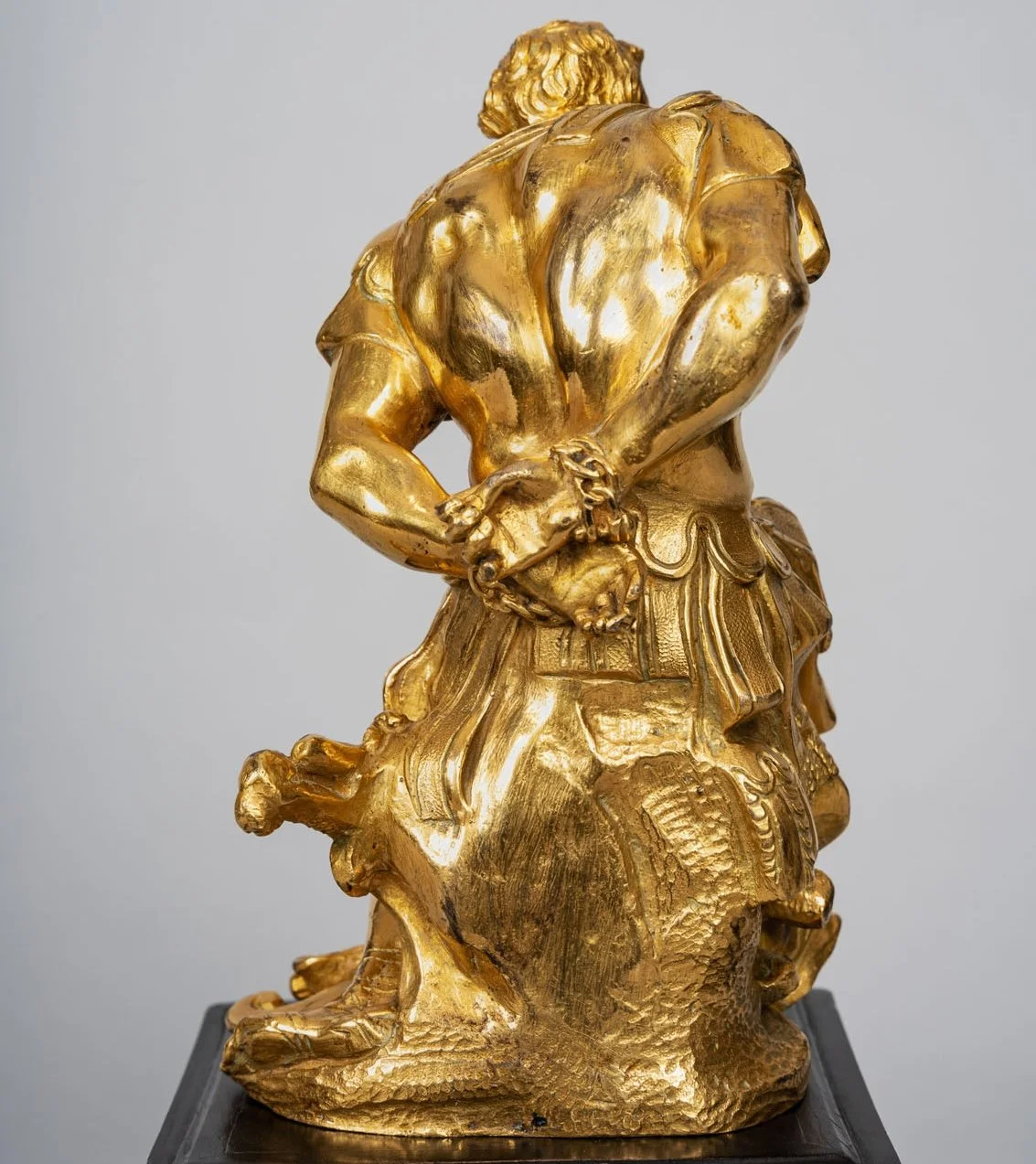 Reverse of the gilt bronze Mars, wrists bound in chains behind his back — Daniels Antiques