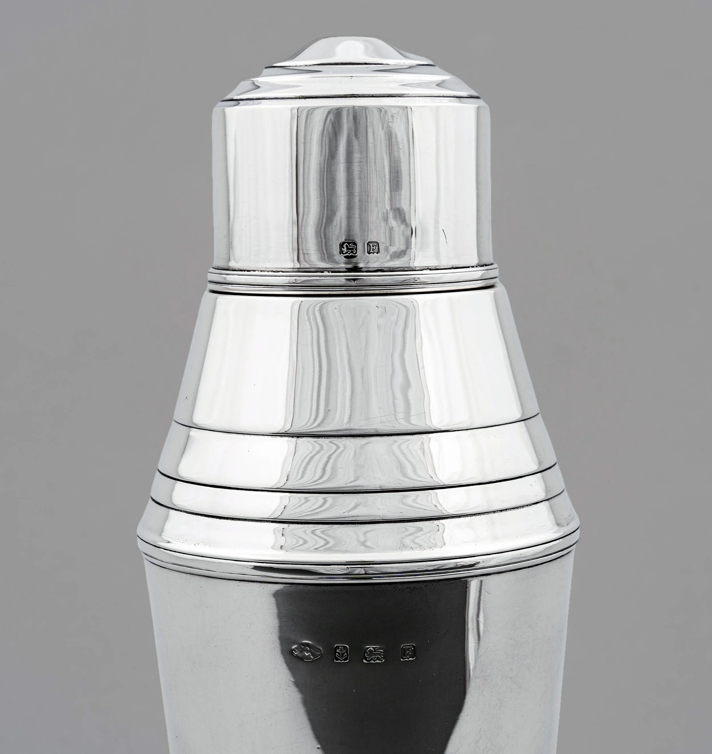 Hallmarks on Art Deco sterling silver cocktail shaker, Adie Brothers, Birmingham, 1930s — Daniels Antiques