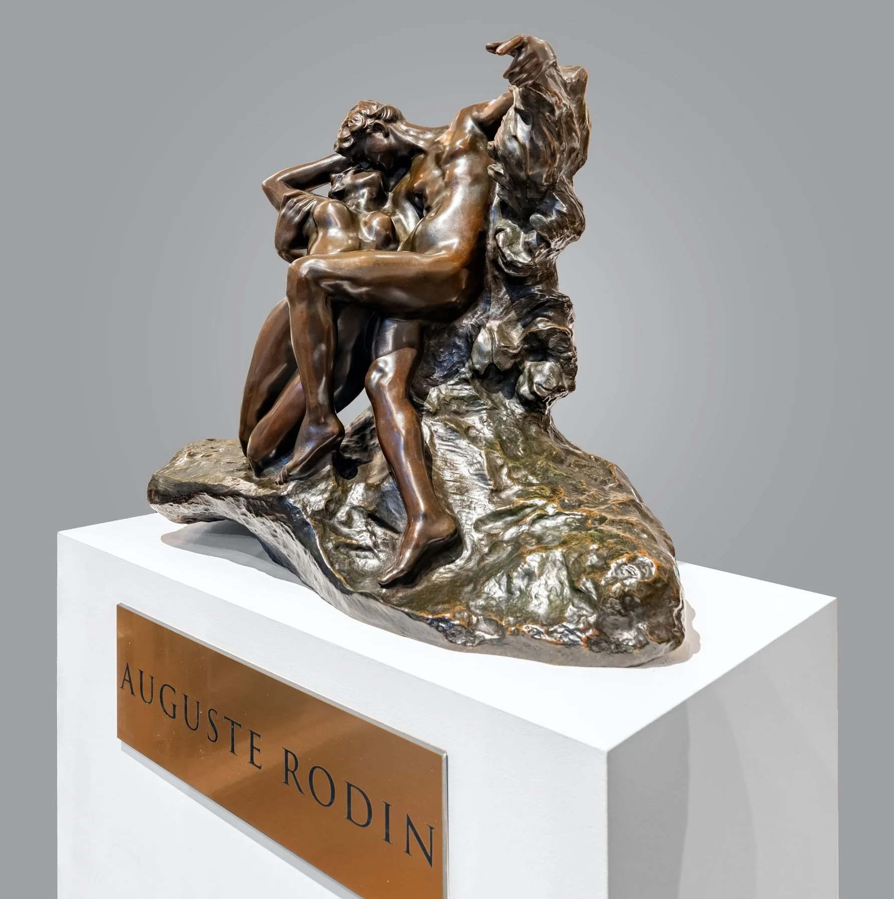 Rodin Eternal Spring bronze, two lovers embracing on a rocky base — Daniels Antiques