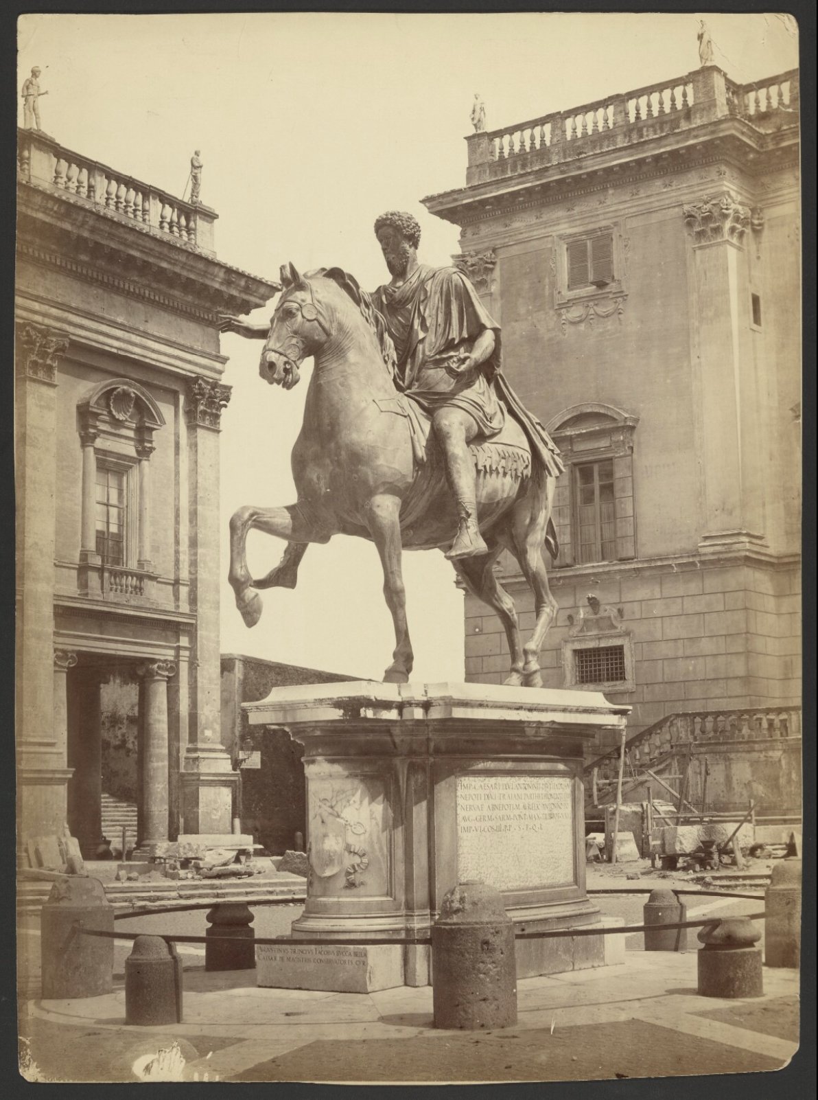 Albumen photograph, c. 1865, of the Marcus Aurelius equestrian monument on the Campidoglio — Daniels Antiques
