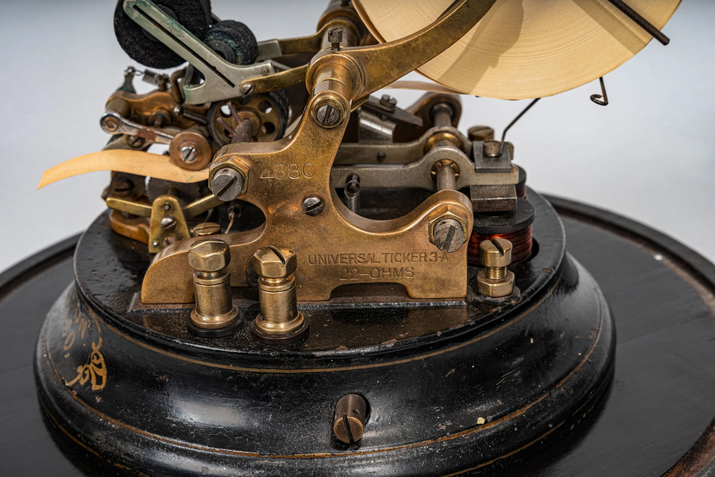 Universal Ticker 3A 22 Ohms stamp and serial number 4880, Western Union stock ticker