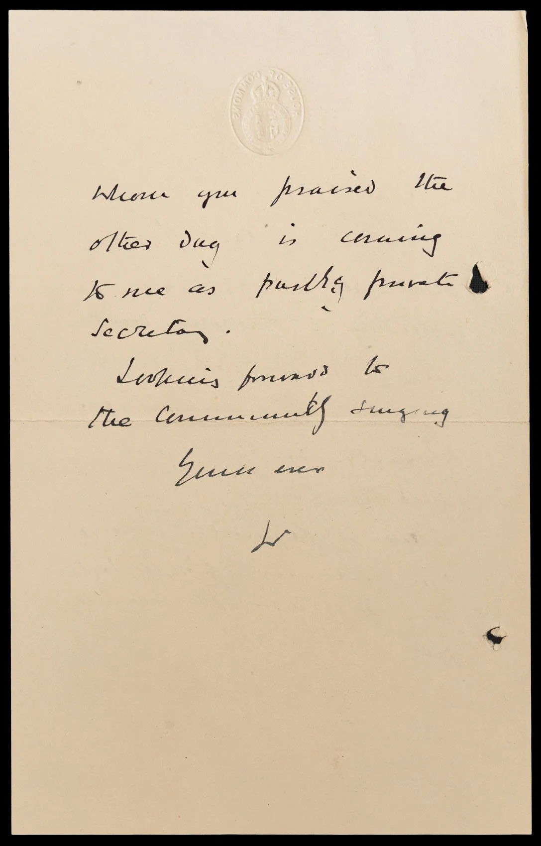 Second page Winston Churchill letter 1926 with signature to Max Beaverbrook discussing domestic life