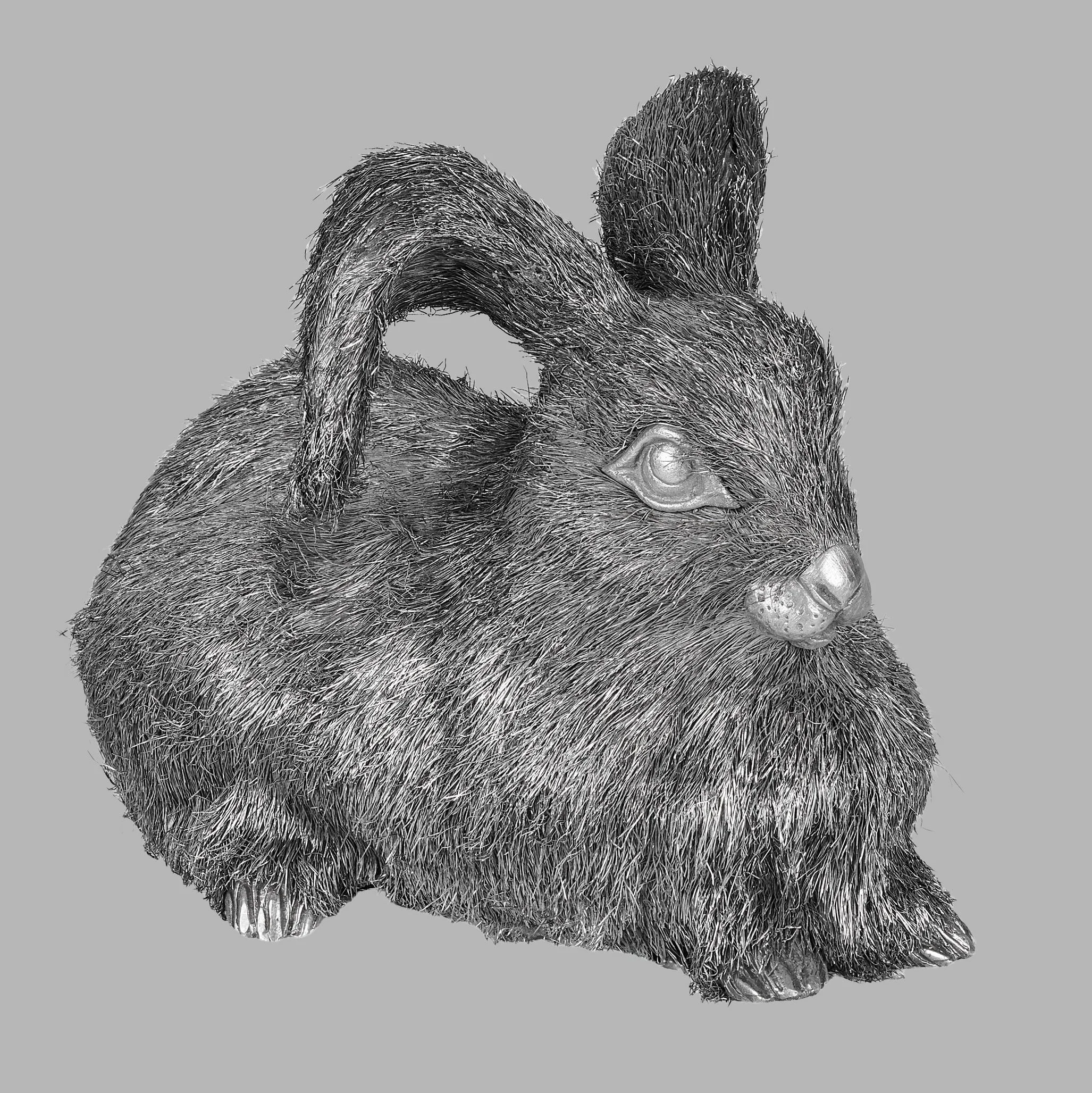 Mario Buccellati silver rabbit modelled crouching, side view, 1950s — Daniels Antiques