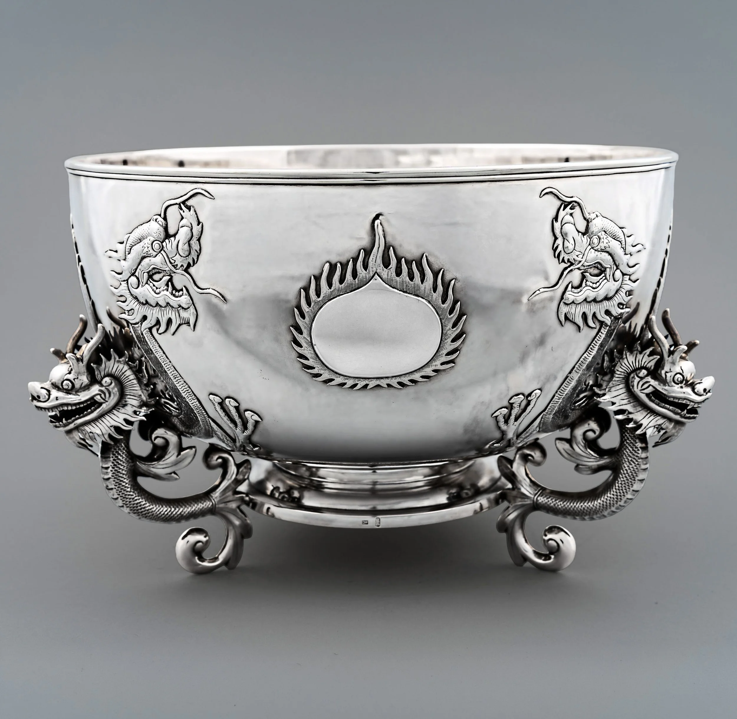 Chinese Export Silver punchbowl by Hung Chong, Shanghai, circa 1900, front view — Daniels