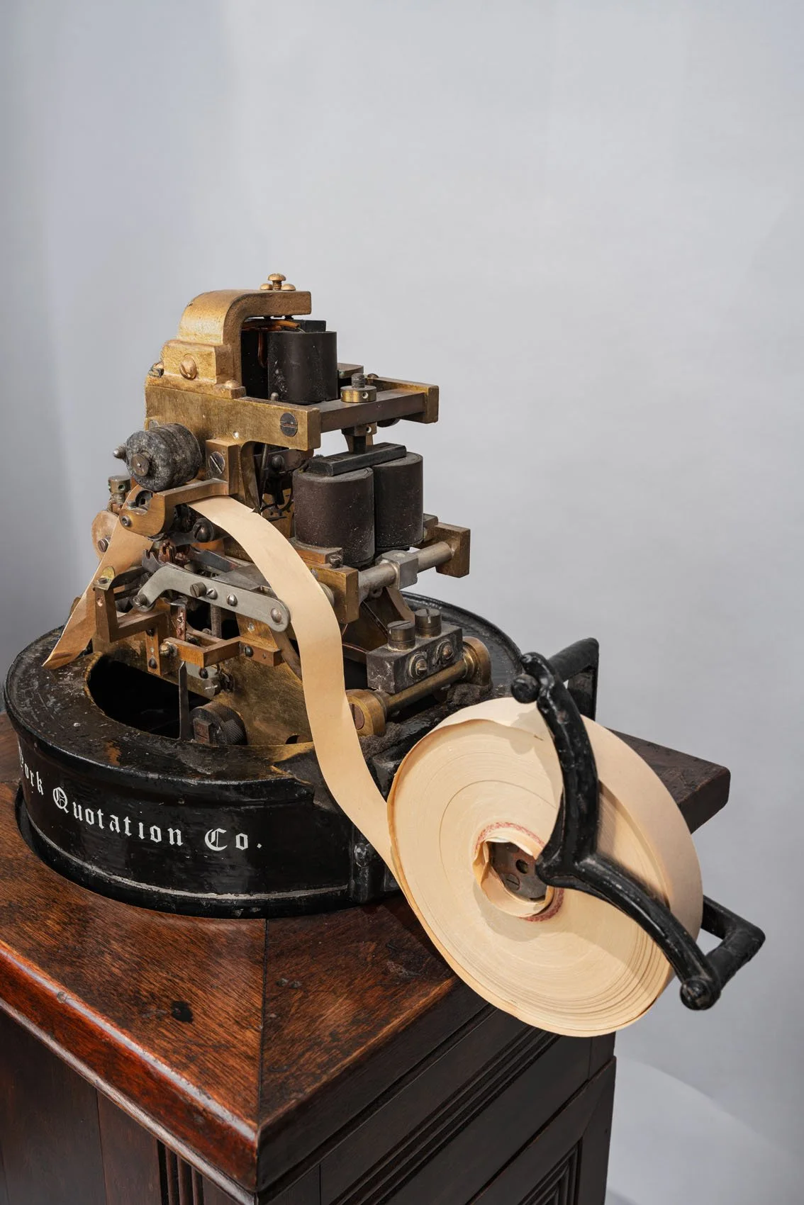 Original paper tape spool on New York Quotation Company stock ticker