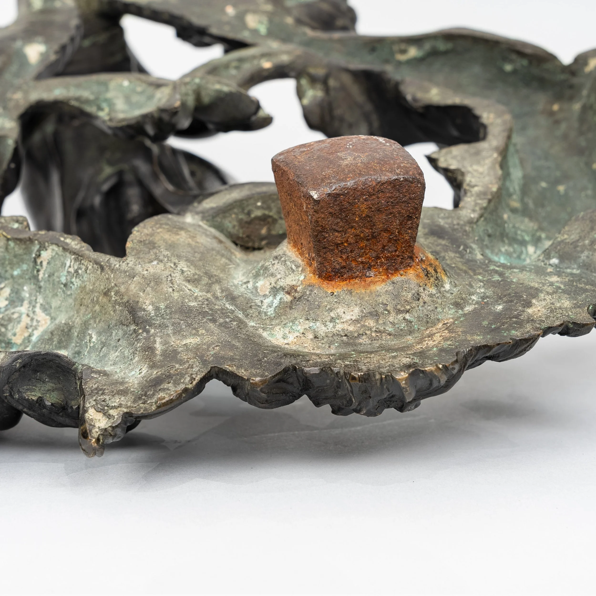 Forged iron striker cast into the bronze of an Italian door knocker, with iron staining — Daniels Antiques