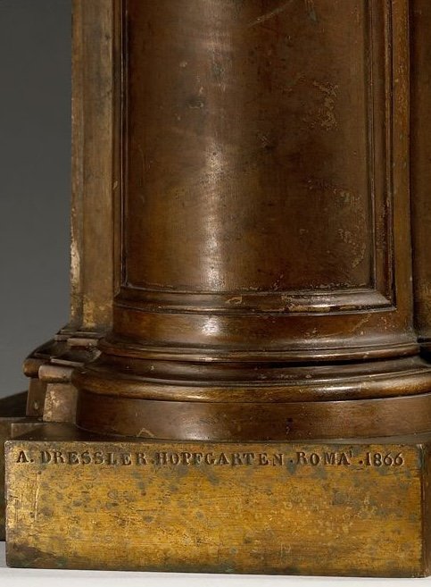 Founder's signature A. Dressler Hopfgarten Roma 1866 on a bronze base — Daniels Antiques