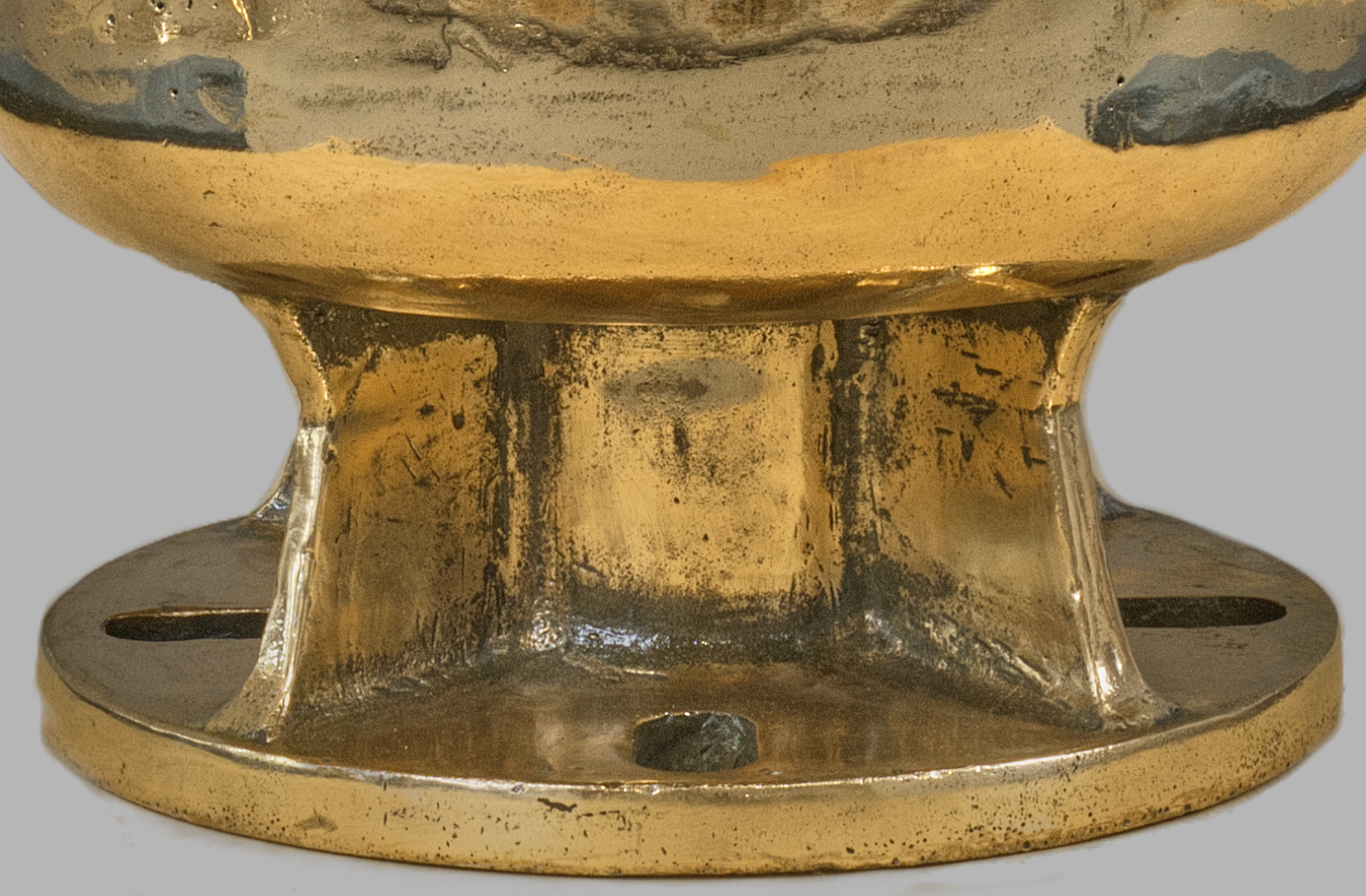 Original cast brass mounting flange with bolt holes, B.B.T. Paris leading light — Daniels Antiques