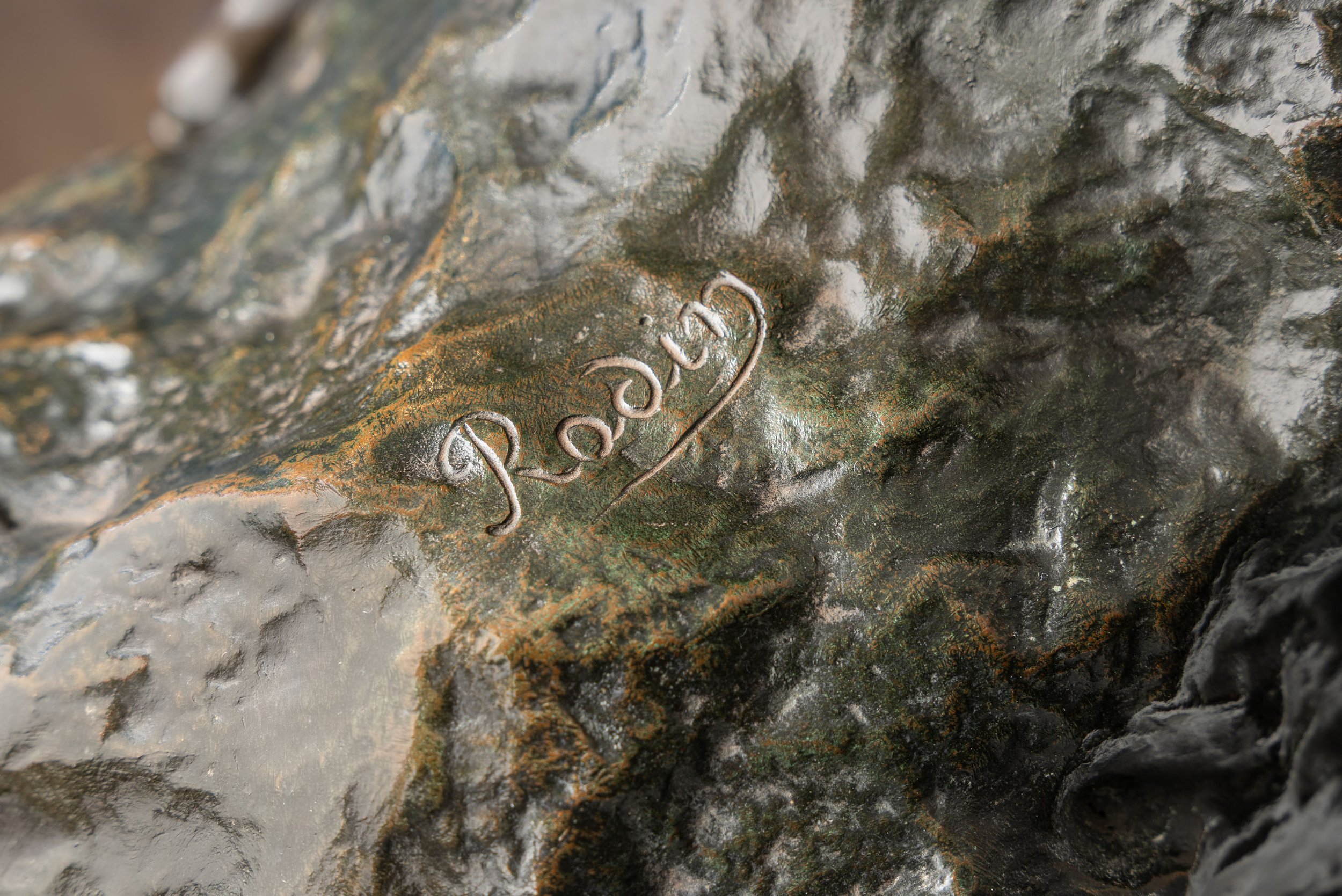 Incised Rodin signature on the Eternal Spring bronze base — Daniels Antiques
