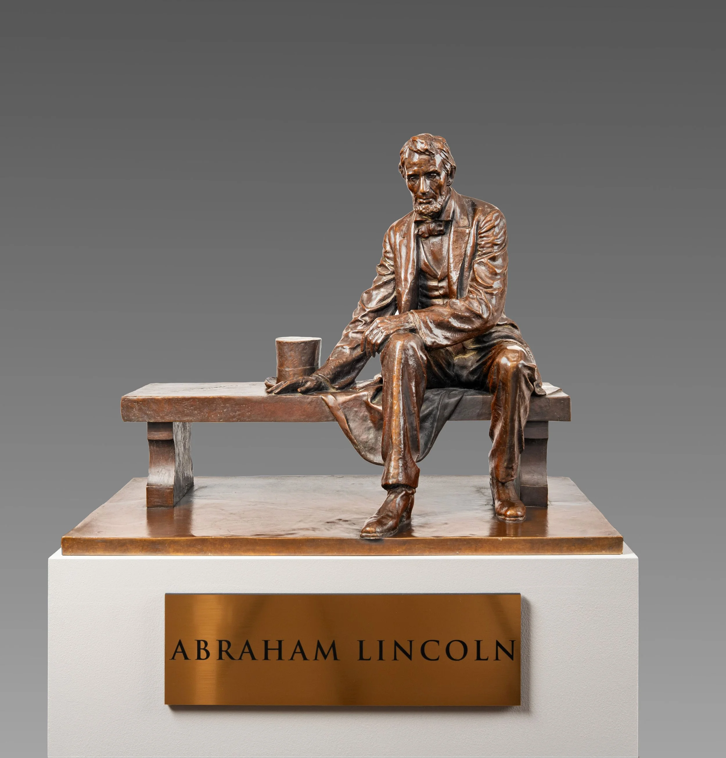 Gutzon Borglum Seated Lincoln, signed bronze, Gorham Foundry, full view