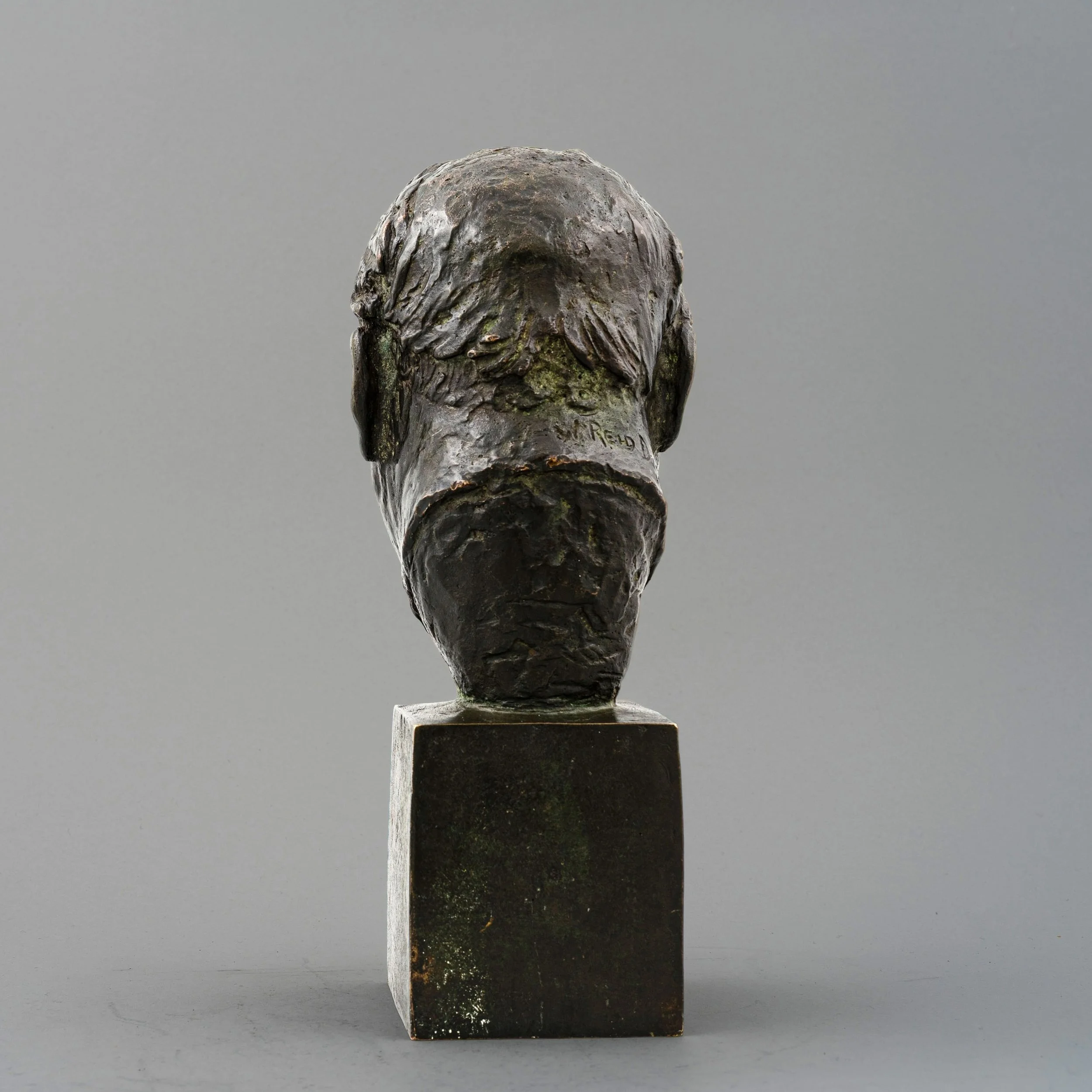 Reid Dick bronze of Winston Churchill, rear view of the head — Daniels Antiques.