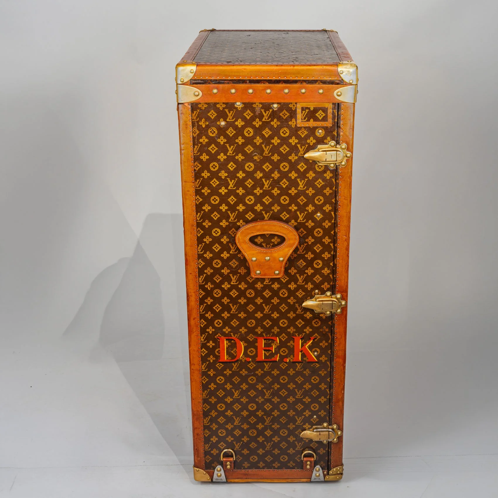 Louis Vuitton monogram canvas shoe trunk with initials DEK