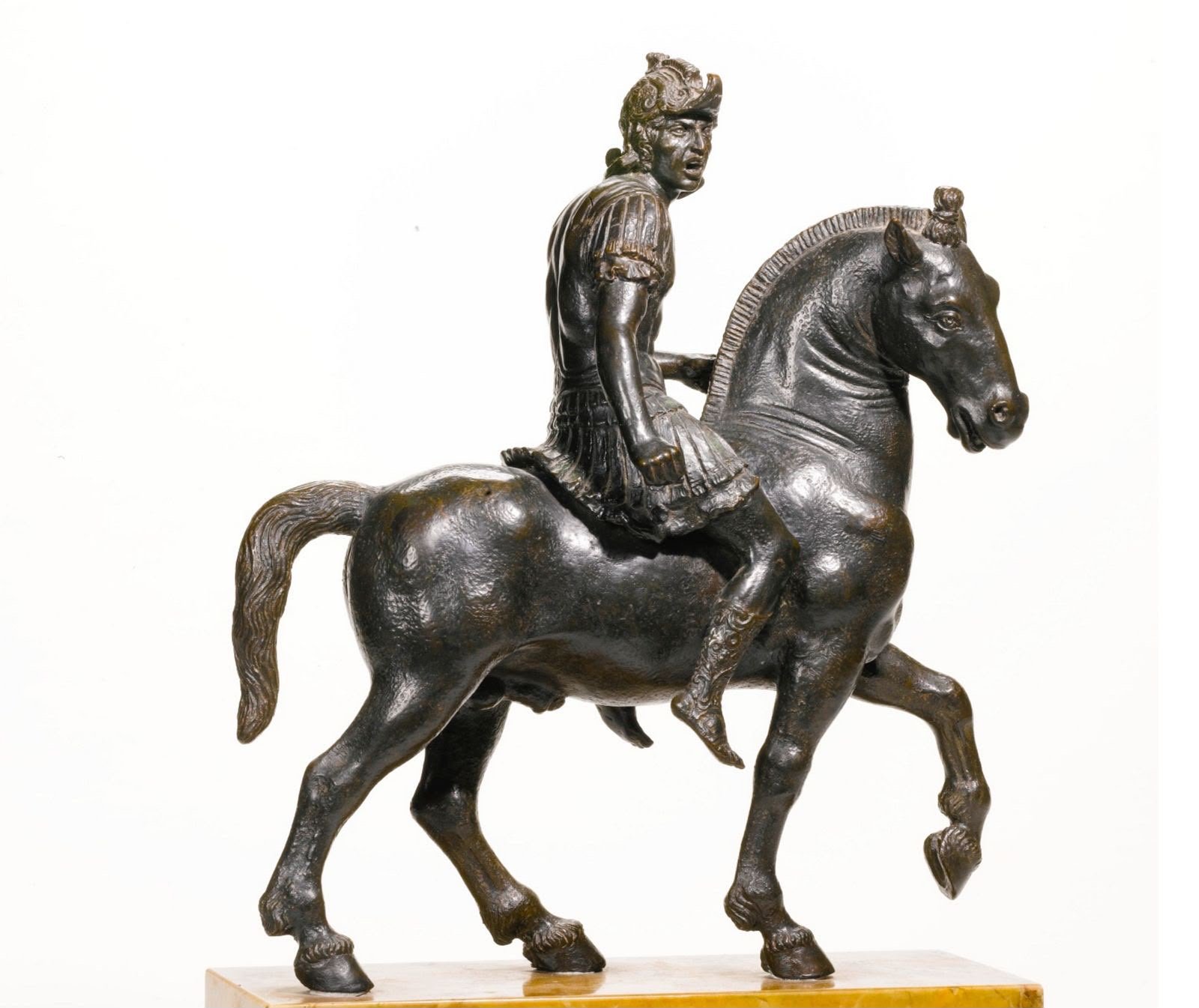 Bronze warrior on pacing horse after Riccio's Shouting Horseman, far-side view — Daniels Antiques