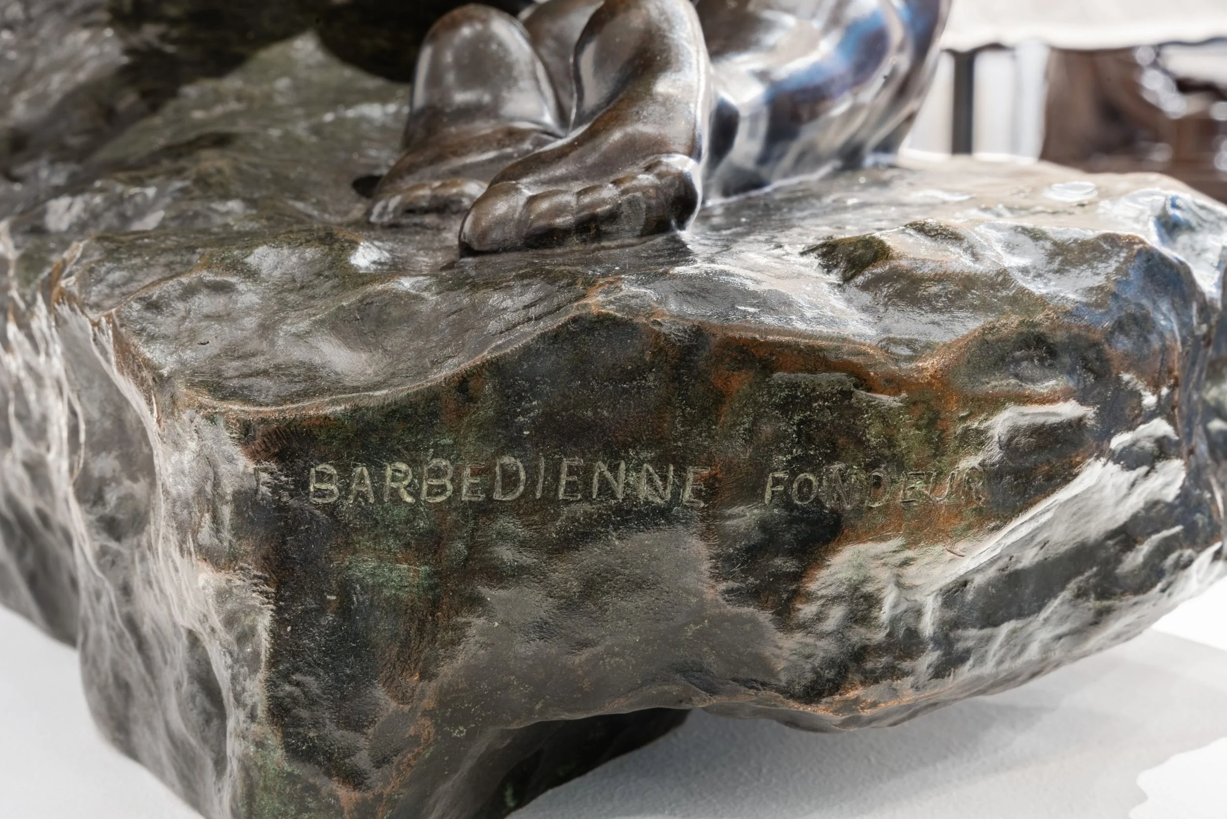 F. Barbedienne Fondeur foundry mark on the bronze base — Daniels Antiques