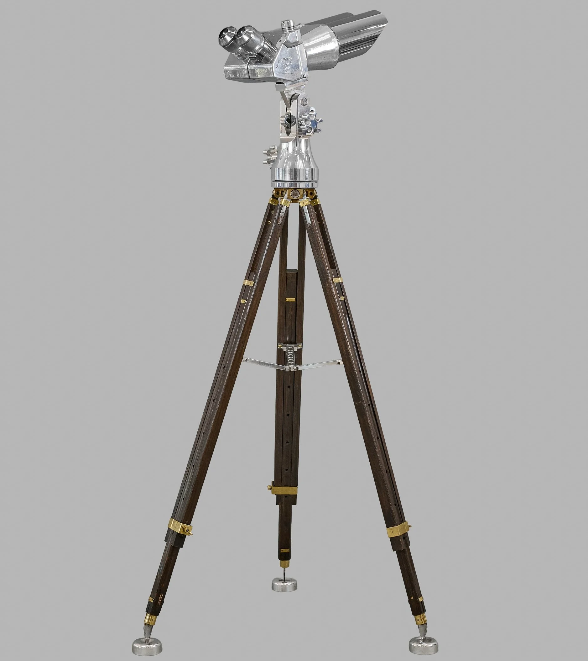 Emil Busch CXN 10×80 German WWII Flak binoculars, mirror-polished, on hardwood and brass field tripod — Daniels Antiques daniels-antiques-emil-busch-cxn-10x80-german-wwii-flak-binoculars-tripod.jpg