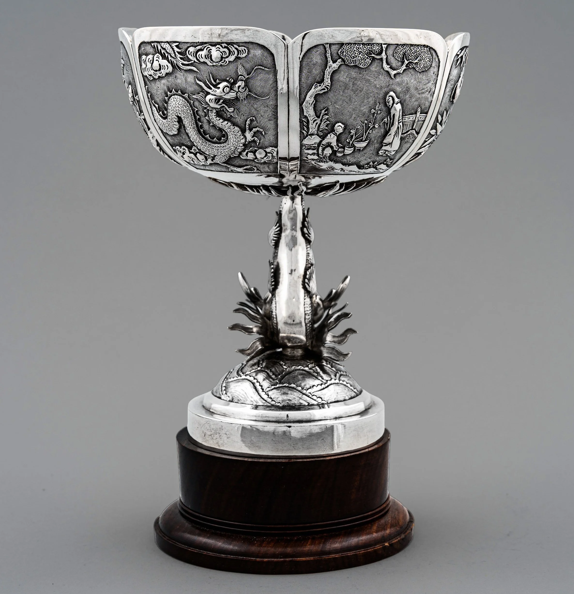 Chinese Export Silver Punchbowl by Hung Chong, Shanghai, circa