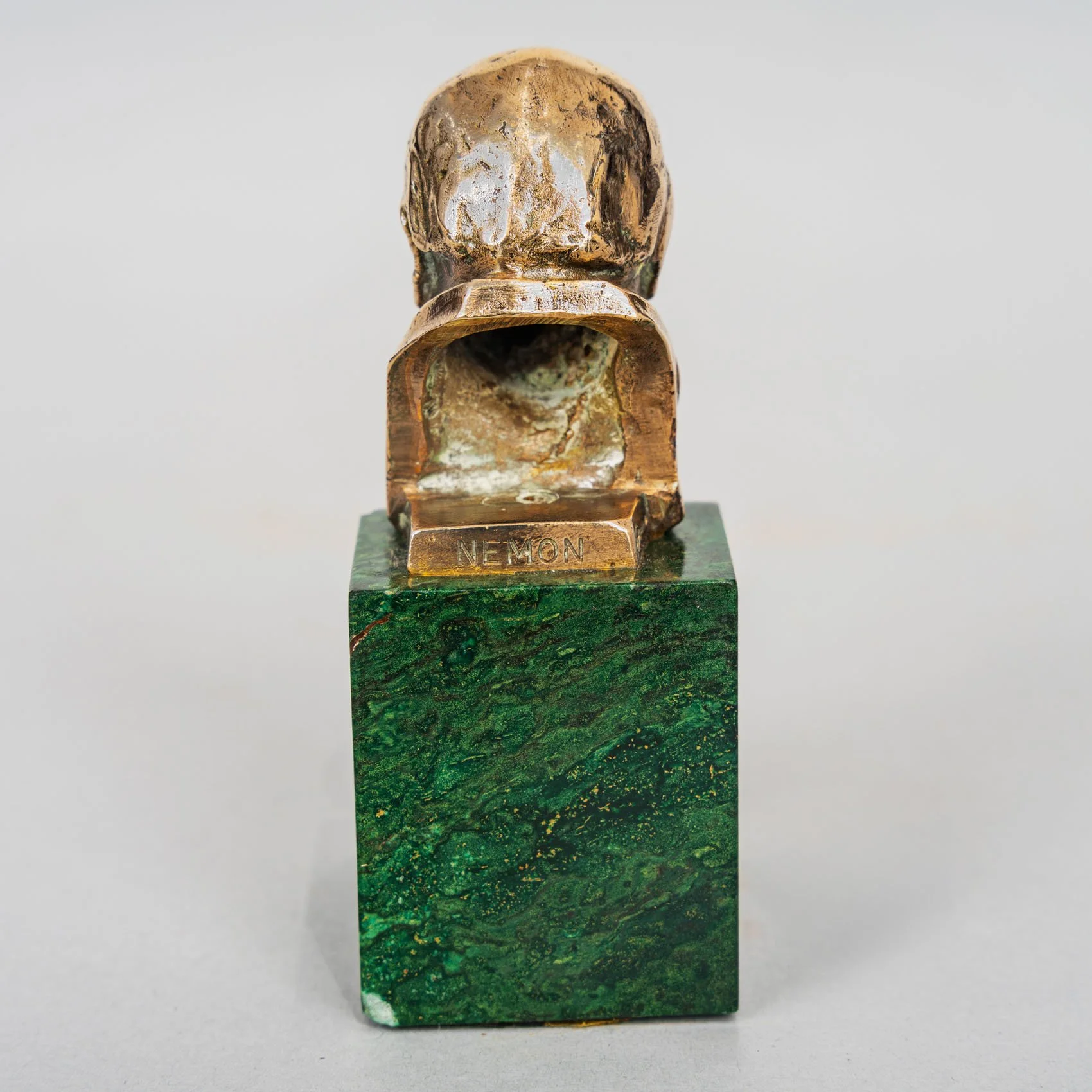 Oscar Nemon signature on gold Churchill miniature bust Asprey London