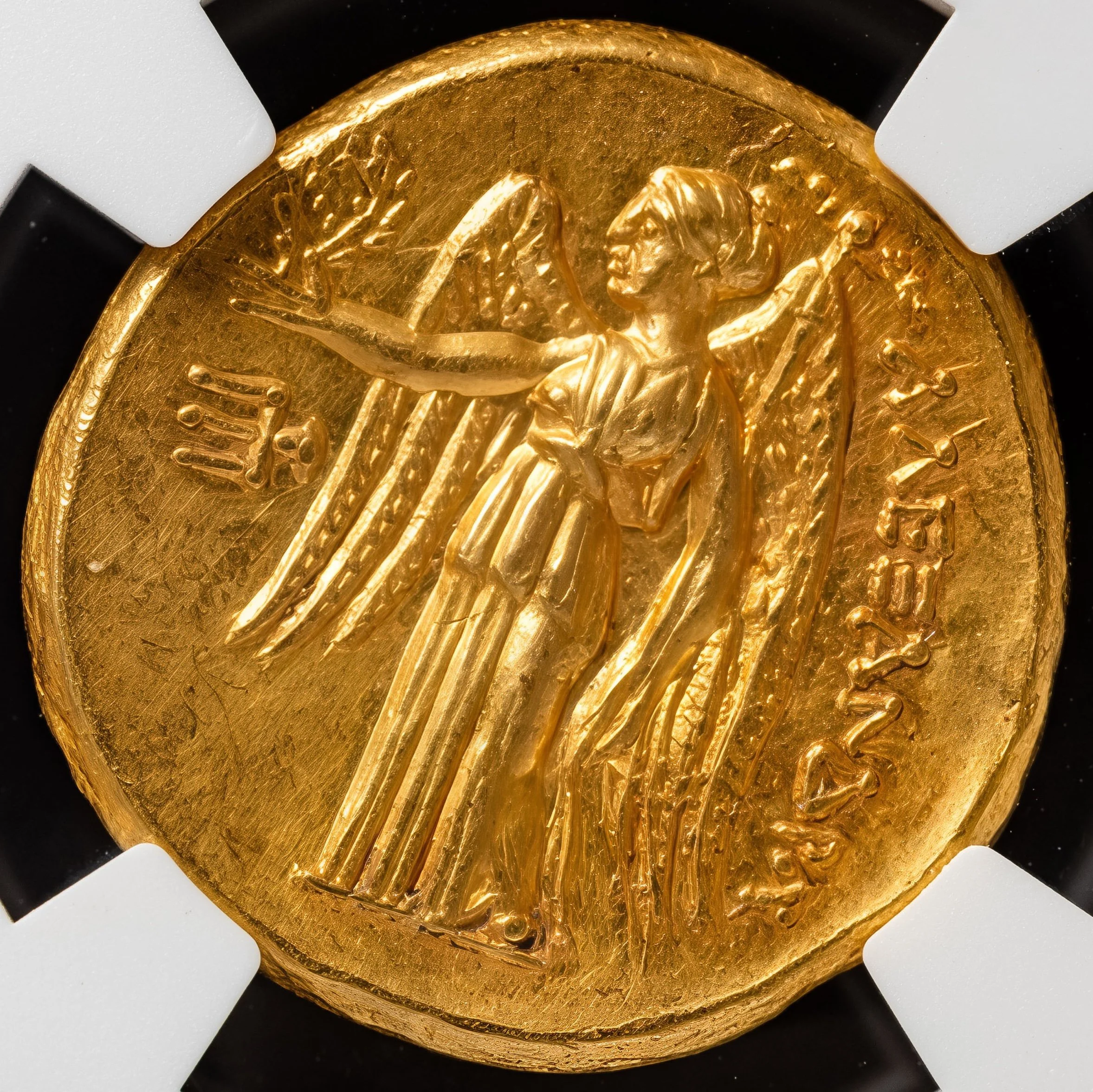 Nike with wreath and trident control mark on Alexander gold stater reverse — Daniels Antiques
