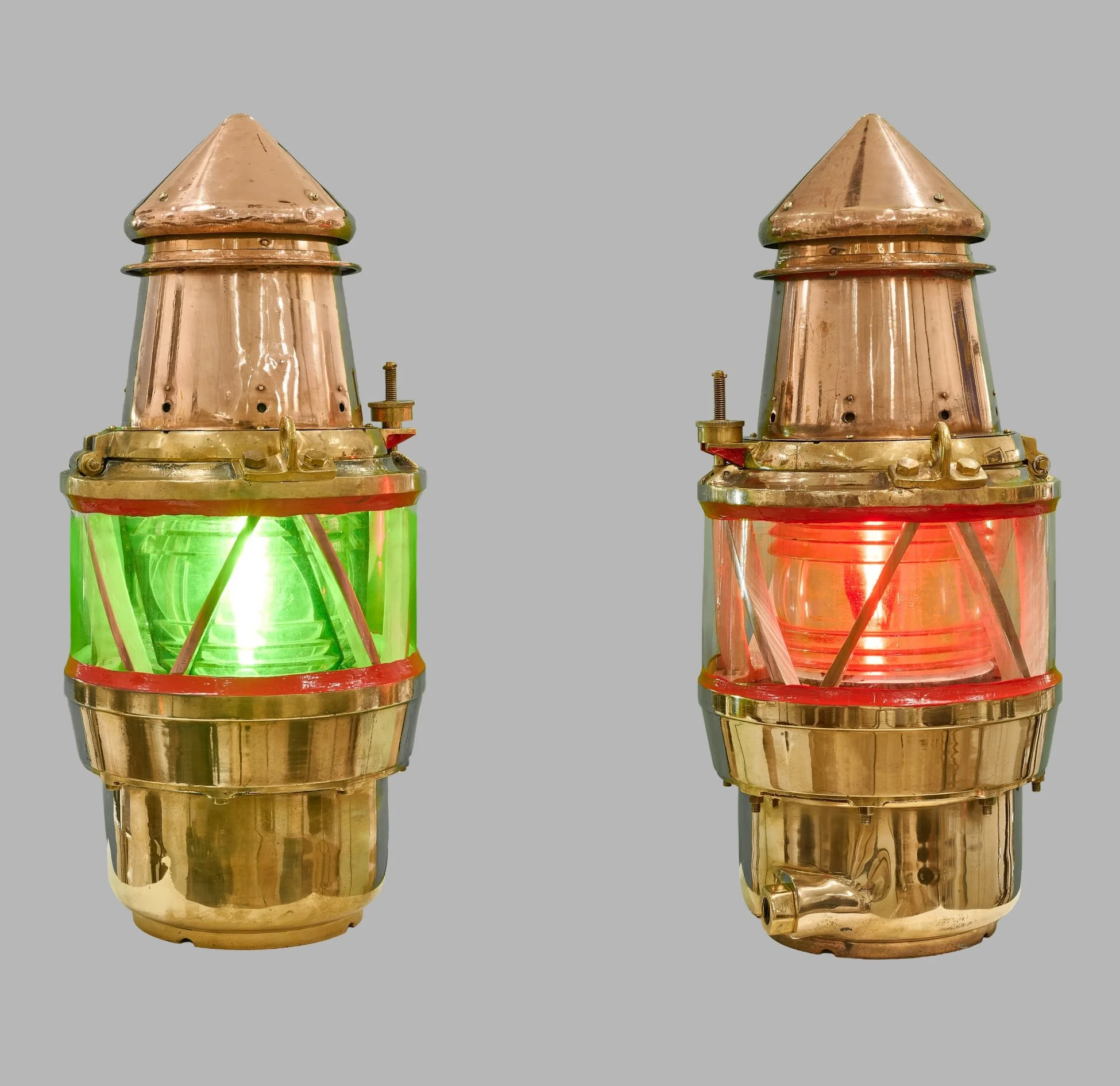 Antique Matched Pair Fresnel Harbor Channel Marker Beacon Lights, circa 1890