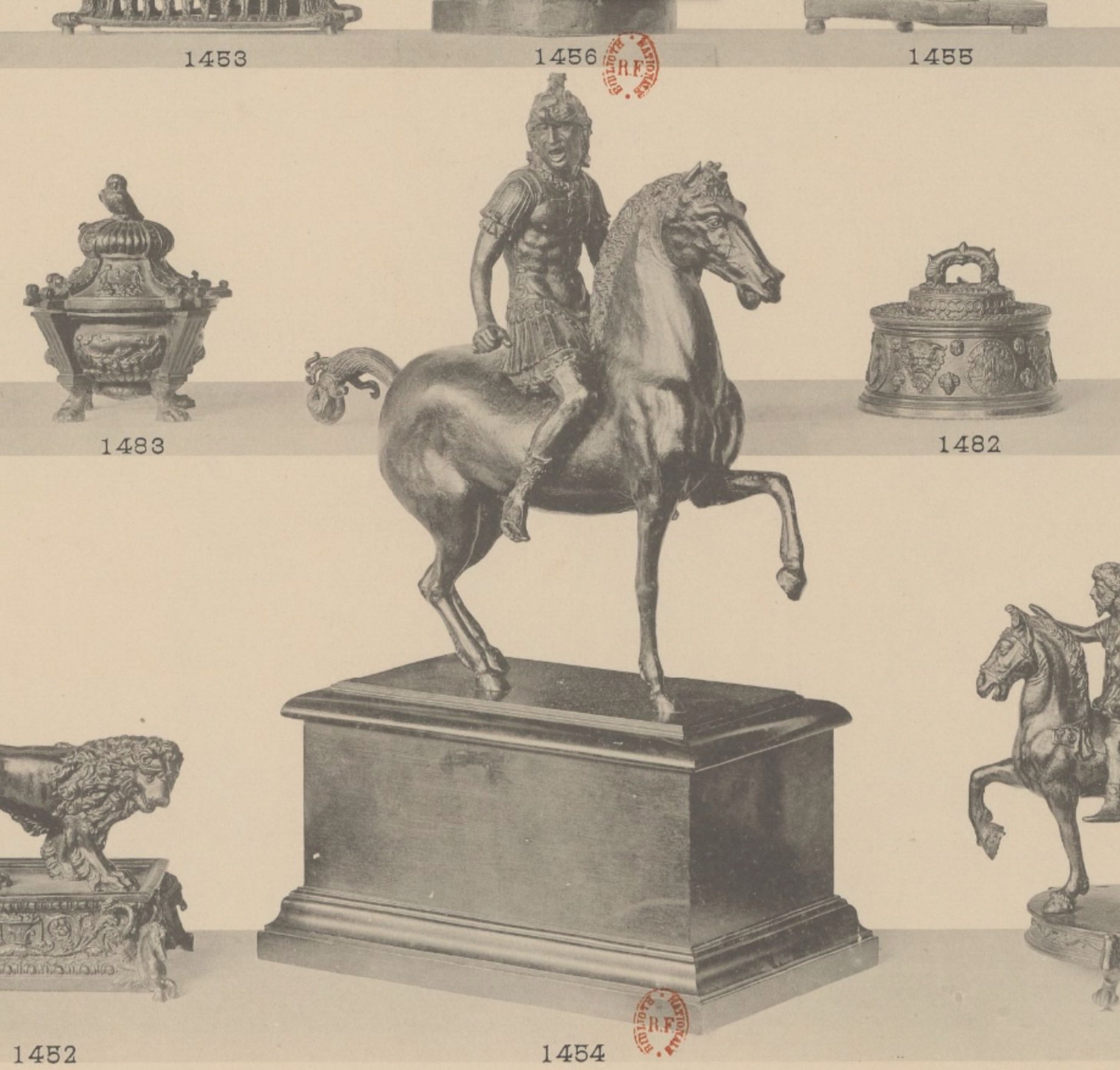 Plate from the 1893 Spitzer sale catalogue showing the original Riccio Shouting Horseman, now V&A — Daniels Antiques
