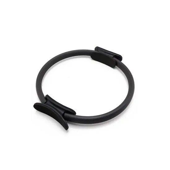Black Pilates ring (magic circle) with padded grips, used for resistance and toning exercises in Pilates.