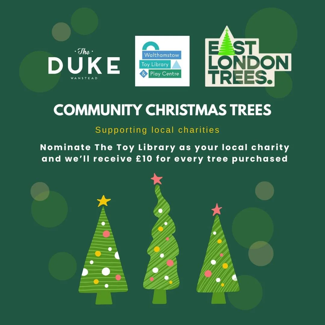 Have you bought your Christmas Tree yet? Our lovely friends @eastlondon_trees are supporting us again this year with their Community Christmas Trees. 🎄

Nominate the Toy Library as your local charity when you purchase a tree from them and we'll rece