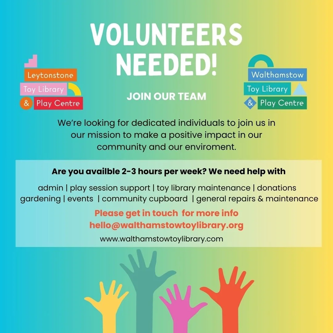 Ever wanted to be a real-life superhero?

No cape required &mdash; just 2&ndash;3 hours of your time each week at either the Walthamstow or Leytonstone Toy Library. 

We need volunteers to support with admin, play sessions, toy library maintenance, d