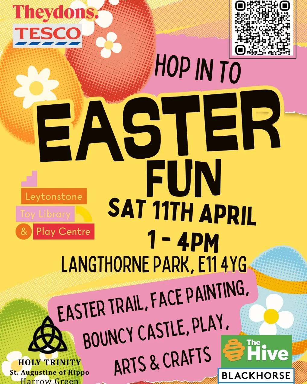 Save the date! Our annual Easter trail is just around the corner. With our friends Holy Trinity &amp; St Augustine of Hippo Leytonstone, Blackhorse Workshop and The Hive. 

Scan the QR code to book early bird tickets. 

Thanks to Teydons and Tesco fo