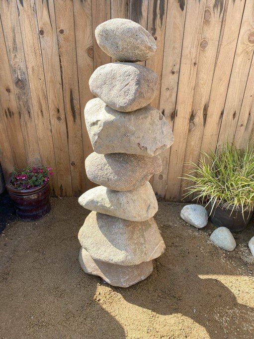 Large Stacked Stone Pebble Tower (1000mm)
